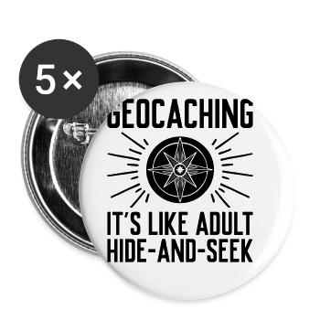 Géocaching Géocache Géocacher Funny Geocacher Sayi - Lot de 5 grands badges (56 mm) - blanc - Devant