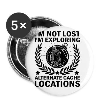 Géocaching Géocache Géocacher Funny Geocacher Sayi - Lot de 5 grands badges (56 mm) - blanc - Devant