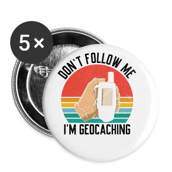 Geocaching Geocache Lustiger Geocacher Geocacher Sayi - Buttons groß 56 mm (5er Pack) - Weiß - Vorne