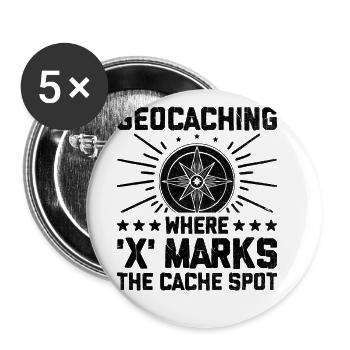 Geocaching Geocache Lustiger Geocacher Geocacher Sayi - Buttons groß 56 mm (5er Pack) - Weiß - Vorne