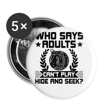 Geocaching Geocache Lustiger Geocacher Geocacher Sayi - Buttons groß 56 mm (5er Pack) - Weiß - Vorne