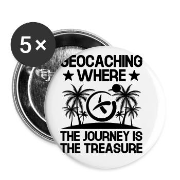 Geocaching Geocache Lustiger Geocacher Geocacher Sayi - Buttons groß 56 mm (5er Pack) - Weiß - Vorne