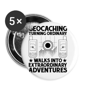 Geocaching Geocache Lustiger Geocacher Geocacher Sayi - Buttons groß 56 mm (5er Pack) - Weiß - Vorne