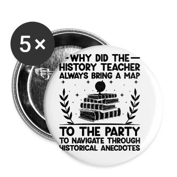 History Teacher Funny Historical Teachers Sayings - Buttons large 2.2''/56 mm (5-pack) - white - Front