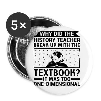 History Teacher Funny Historical Teachers Sayings - Buttons large 2.2''/56 mm (5-pack) - white - Front