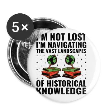 History Teacher Funny Historical Teachers Sayings - Buttons large 2.2''/56 mm (5-pack) - white - Front