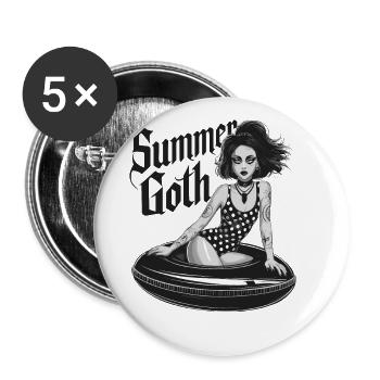 Summer Goth für Gothik Fans - Buttons groß 56 mm (5er Pack) - Weiß - Vorne