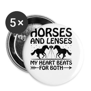 Photographie de cheval Équitation Chevaux Hobby Ph - Lot de 5 grands badges (56 mm) - blanc - Devant