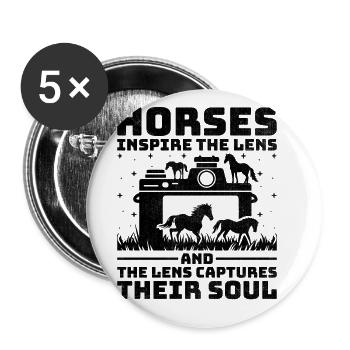 Photographie de cheval Équitation Chevaux Hobby Ph - Lot de 5 grands badges (56 mm) - blanc - Devant