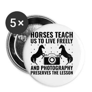 Horse Photography Horseback Riding Horses Hobby Ph - Buttons large 2.2''/56 mm (5-pack) - white - Front