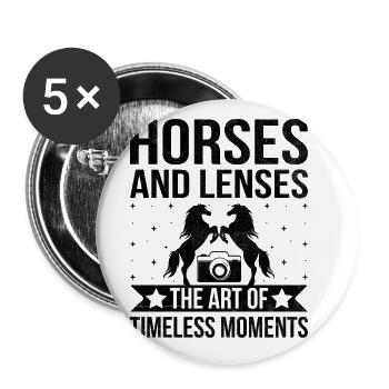 Pferdefotografie Reiten Pferde Hobby Ph - Buttons groß 56 mm (5er Pack) - Weiß - Vorne