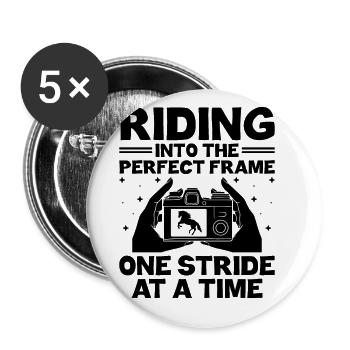Photographie de cheval Équitation Chevaux Hobby Ph - Lot de 5 grands badges (56 mm) - blanc - Devant