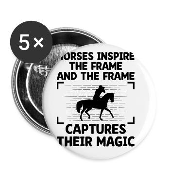 Pferdefotografie Reiten Pferde Hobby Ph - Buttons groß 56 mm (5er Pack) - Weiß - Vorne