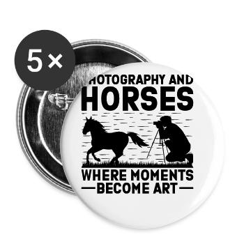Pferdefotografie Reiten Pferde Hobby Ph - Buttons groß 56 mm (5er Pack) - Weiß - Vorne