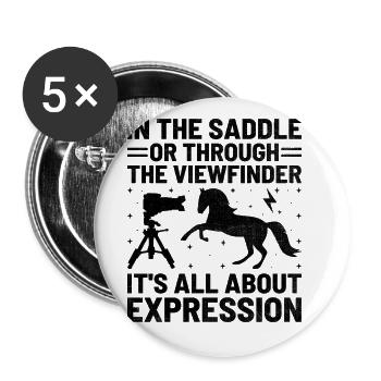 Pferdefotografie Reiten Pferde Hobby Ph - Buttons groß 56 mm (5er Pack) - Weiß - Vorne
