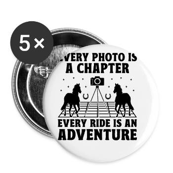 Photographie de cheval Équitation Chevaux Hobby Ph - Lot de 5 grands badges (56 mm) - blanc - Devant