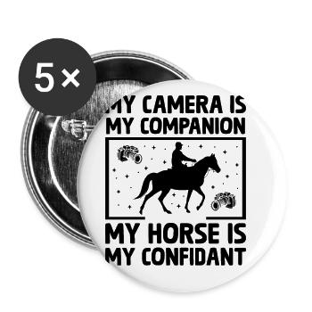 Pferdefotografie Reiten Pferde Hobby Ph - Buttons groß 56 mm (5er Pack) - Weiß - Vorne