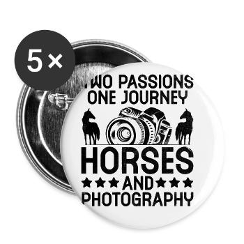 Photographie de cheval Équitation Chevaux Hobby Ph - Lot de 5 grands badges (56 mm) - blanc - Devant