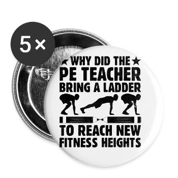 Sportlehrer Sportlehrer Schullehrer - Buttons groß 56 mm (5er Pack) - Weiß - Vorne