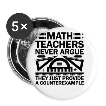 Math Teacher School Teacher Funny Maths Teachers S - Buttons large 2.2''/56 mm (5-pack) - white - Front