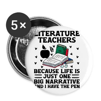Literature Teacher School Teacher Funny Teachers S - Buttons large 2.2''/56 mm (5-pack) - white - Front
