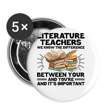Literature Teacher School Teacher Funny Teachers S - Buttons large 2.2''/56 mm (5-pack) - white - Front