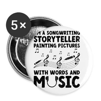 Musicien Auteur-compositeur Chanteur Musicien Musique Musique Pr - Lot de 5 grands badges (56 mm) - blanc - Devant
