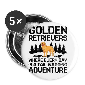 Golden Retrievers Where Every Day Is A Tail Waggin - Buttons large 2.2''/56 mm (5-pack) - white - Front