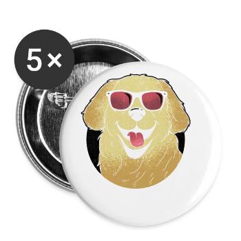 Golden Retriever Sunglasses GR Dog Retrievers - Buttons large 2.2''/56 mm (5-pack) - white - Front