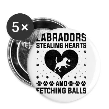 Labradors Stealing Hearts And Fetching Balls Lab R - Buttons large 2.2''/56 mm (5-pack) - white - Front