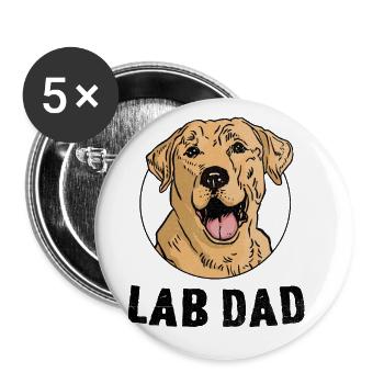 Lab Dad Labrador Retriever Labradore Hund Retriever - Buttons groß 56 mm (5er Pack) - Weiß - Vorne