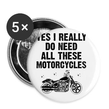 Oui j’ai vraiment besoin de toutes ces motos Biker M - Lot de 5 grands badges (56 mm) - blanc - Devant