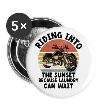 Rouler vers le coucher du soleil parce que la lessive peut attendre Bi - Lot de 5 grands badges (56 mm) - blanc - Devant