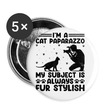 Cat Photographers Cat Lovers Photograpy Cats Photo - Buttons large 2.2''/56 mm (5-pack) - white - Front