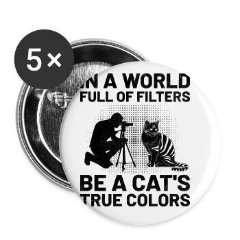 Chat Photographes Chat Amoureux Des Chats Photo - Lot de 5 grands badges (56 mm) - blanc - Devant