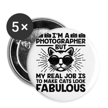 Chat Photographes Chat Amoureux Des Chats Photo - Lot de 5 grands badges (56 mm) - blanc - Devant