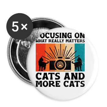 Chat Photographes Chat Amoureux Des Chats Photo - Lot de 5 grands badges (56 mm) - blanc - Devant
