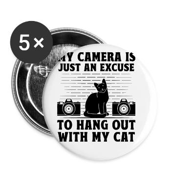 Cat Photographers Cat Lovers Photograpy Cats Photo - Buttons large 2.2''/56 mm (5-pack) - white - Front