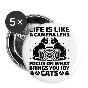 Chat Photographes Chat Amoureux Des Chats Photo - Lot de 5 grands badges (56 mm) - blanc - Devant