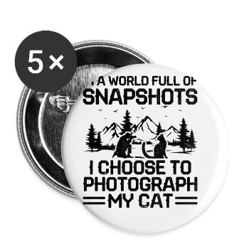 Cat Photographers Cat Lovers Photograpy Cats Photo - Buttons large 2.2''/56 mm (5-pack) - white - Front