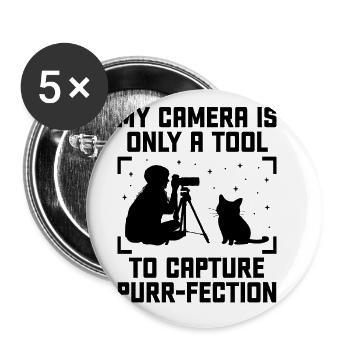 Cat Photographers Cat Lovers Photograpy Cats Photo - Buttons large 2.2''/56 mm (5-pack) - white - Front