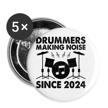 Trommler, die seit 2024 Lärm machen Drumming Drum Dru - Buttons groß 56 mm (5er Pack) - Weiß - Vorne