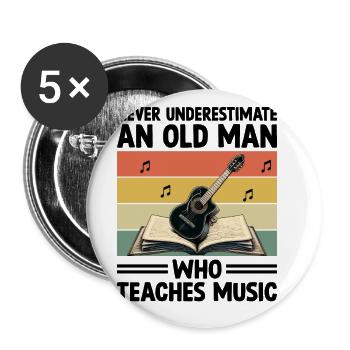 Ne sous-estimez jamais un vieil homme qui enseigne la musique - Lot de 5 grands badges (56 mm) - blanc - Devant
