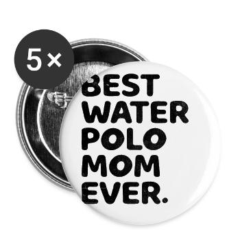 Beste Wasserball-Mutter aller Zeiten Aquatic Polo Spielerin Mothe - Buttons groß 56 mm (5er Pack) - Weiß - Vorne