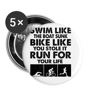 Schwimmen wie das Boot versunkenes Fahrrad, als hättest du es gestohlen, rennen - Buttons groß 56 mm (5er Pack) - Weiß - Vorne