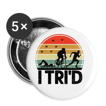 I Tri’d Triathlons Triathlon Natation Vélo Course Triathl - Lot de 5 grands badges (56 mm) - blanc - Devant