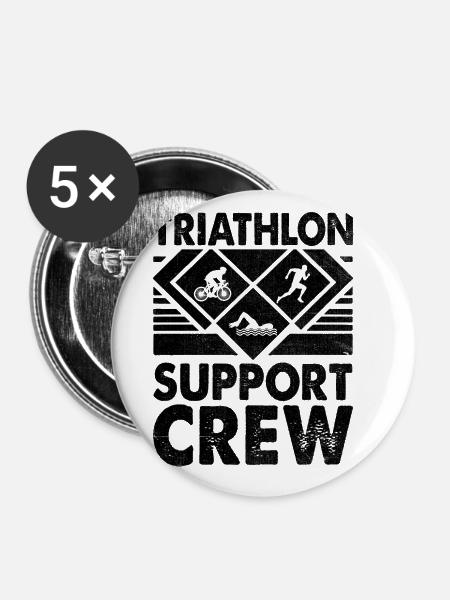 Triathlon Support Crew Schwimmen Rad Laufen Triathlet - Buttons groß 56 mm (5er Pack) - Weiß