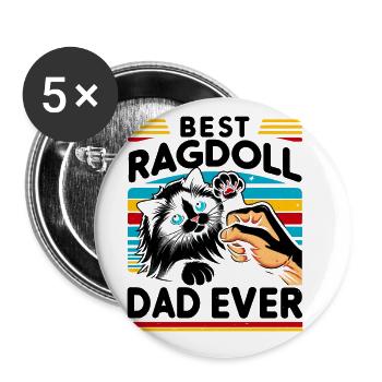 Bester Ragdoll Papa aller Zeiten Ragdolls Besitzer Katzenliebhaber - Buttons groß 56 mm (5er Pack) - Weiß - Vorne