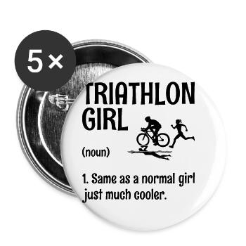 Triathlon Mädchen Definition Schwimmen Rad Laufen Triathletin - Buttons groß 56 mm (5er Pack) - Weiß - Vorne