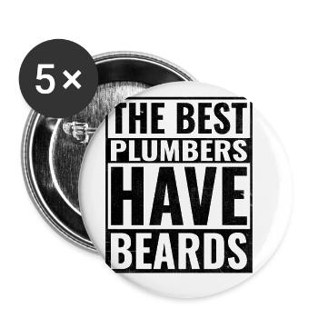 Les meilleurs plombiers ont des barbes plombier plomberie - Lot de 5 grands badges (56 mm) - blanc - Devant